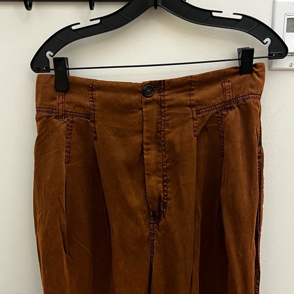Free People Run Wild Trousers Western Pleated Cotton Pants Size 10 - Picture 4 of 8